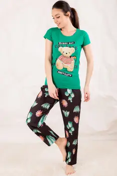 

Armonika Women Green Striped Above The Teddy Bears Six Floral SLEEPWEAR kit ARM-20Y099030