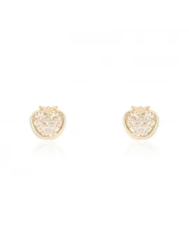

Baby earrings or Girl Yellow Gold Apple with Zircons