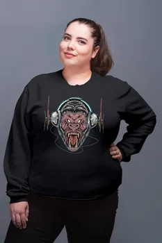 

Angemiel Wear Who Listens to Music Gorilla Black Women Sweatshirt