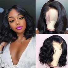 13x4 Lace Frontal Human Hair Bob Wig Body Wave Human Hair Lace Front Bob Wig Natural Black Wig For Black Women Transparent Lace