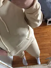 Chándal de lana para mujer, conjunto de dos piezas con capucha de gran tamaño, sudadera y pantalones de Color sólido, trajes informales de otoño e invierno