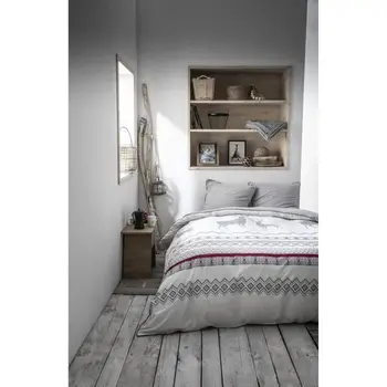 

TODAY 100% Cotton Quilt CHALET MOUNTAIN 240x260cm + 2 pillowcases 63x63 cm-gray