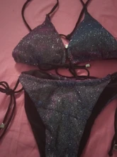 Bikini brillante de dos piezas para mujer, traje de baño triangular Sexy, conjunto de Bikini de realce para verano, novedad de 2021