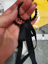 Crystal Earrings Long-Ribbon Geometric Korean Black Women Circular-Modelling Temperament