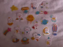 Lote de 40 pegatinas decorativas de oso conejo y Planeta, etiqueta de palo de Scrapbooking, diario, papelería, álbum, fiesta Kawaii, pegatina de perro