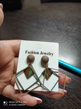 Statement-Earrings Jewelry Arcylic Geometric Dangle-Drop POXAM Korean Green Cute Women