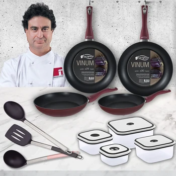

Juego de sauce pans (20,24, 28,30 cm) in aluminum with lunchboxes and kitchen supplies SAN ignacio Vinum