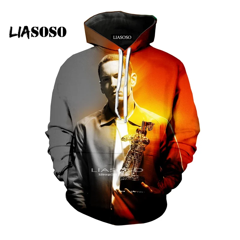 LIASOSO/ дизайн, модные толстовки Harajuku с 3D принтом, пуловер Eminem Vs 2PAC, спортивный костюм с капюшоном в стиле хип-хоп, Повседневная Толстовка - Цвет: Многоцветный