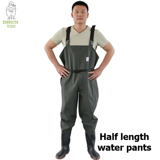 Half length water pants / Jumpsuit Waterproof Clothes Thickened PVC  Waterproof Wading Pants Outdoor Fishing Pants