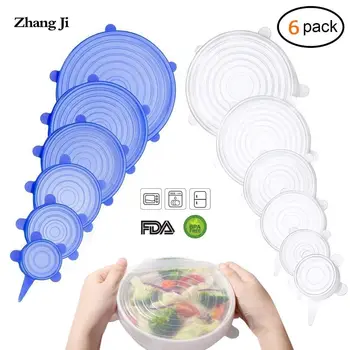 

6 pack tops elastic silicone covers, adjustable reusable durable food wrap