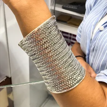 

Wicker Basket Mesh Cleopatra Silver Bracelet