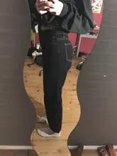 Vaqueros Mujer-Encuentro de estilo coreano limpiando pantalones Denim Vintage negro sólido alto cintura otoño Baggy Chic Ulzzang calle Casual