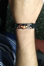 Pulsera de murciélago de cuero negro Vintage para hombre y mujer, cadena de cuerda hecha a mano, pulseras con abalorio de murciélago, accesorios de joyería A700