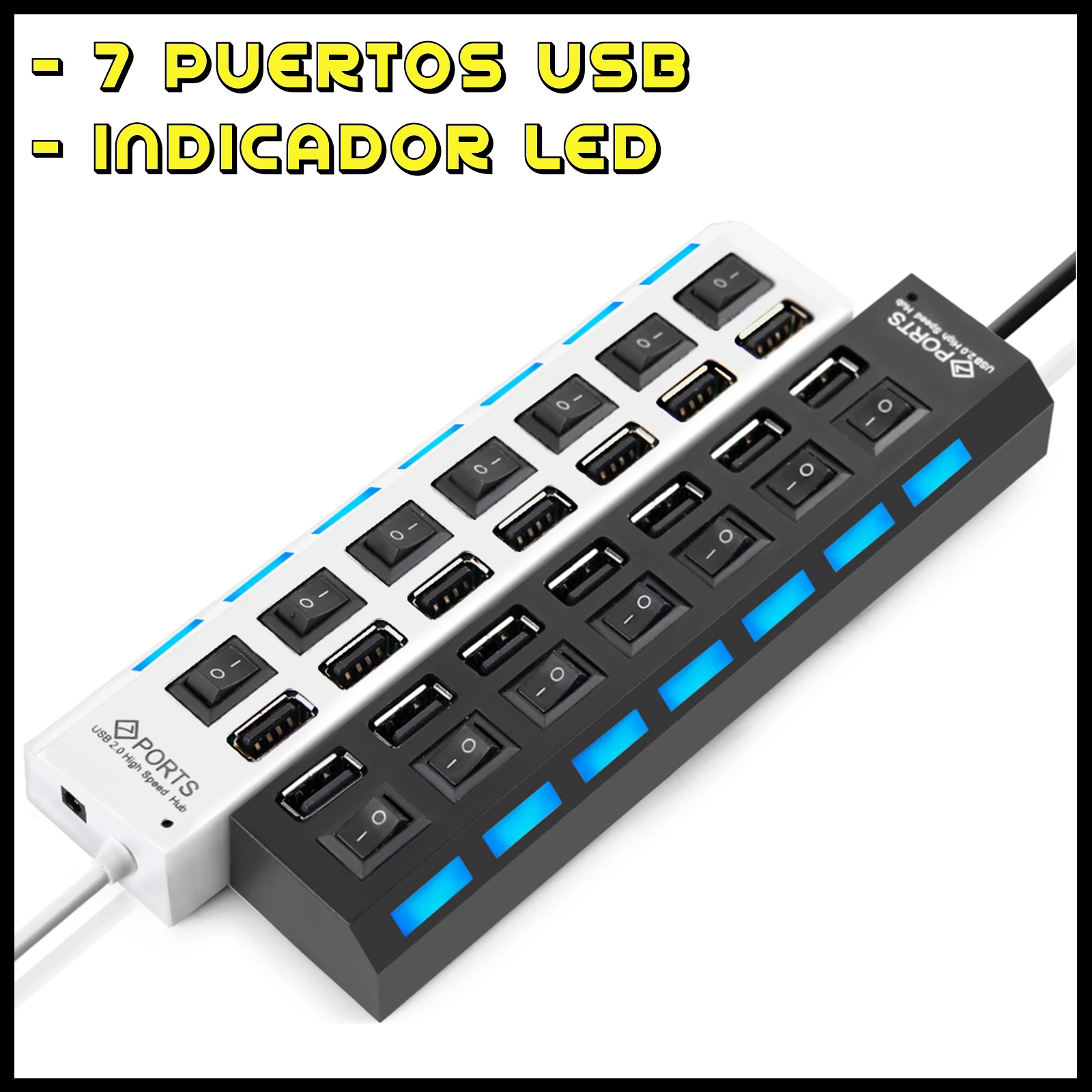 HUB USB Ladron de 7 siete puertos multipuerto USB 2.0 Splitter multiplicador regleta PC Portatil