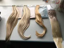 Extensiones de Cabello con cinta brillante, cabello humano Natural Remy de 100%, trama de piel invisible, sin costuras, Color rubio, pegamento para salón