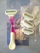 1 de afeitar mango + 4 hojas de afeitar reemplazables mujeres Manual de afeitar peluquería Trimmer Bikini de las axilas de afeitar