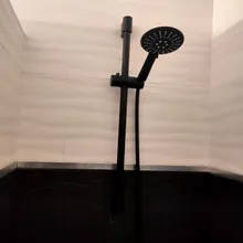 Slide-Bar Hose Shower-Riser Wall-Mount Hand-Held Adjustable Black with 