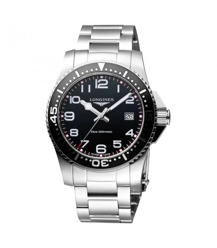 LONGINES HYDROCONQUEST черный циферблат кварц L3.689.4.53.6