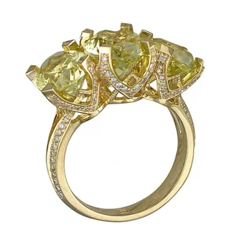 

Esthete ring with quartz and diamonds in 750 Yellow Gold