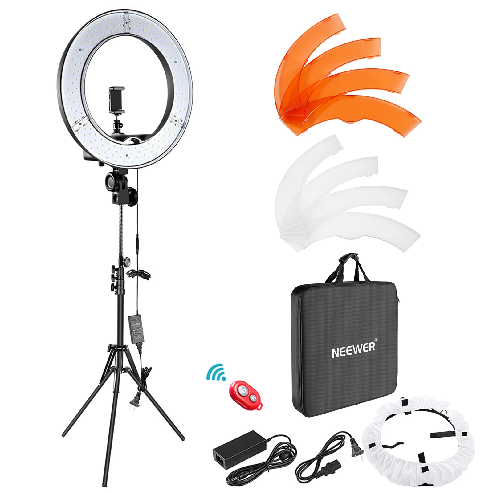 Neewer Ring Light with Stand Kit: 14/18-inch Outer Dimmable LED Soft Diffuser Filter Tube Phone Holder | Электроника