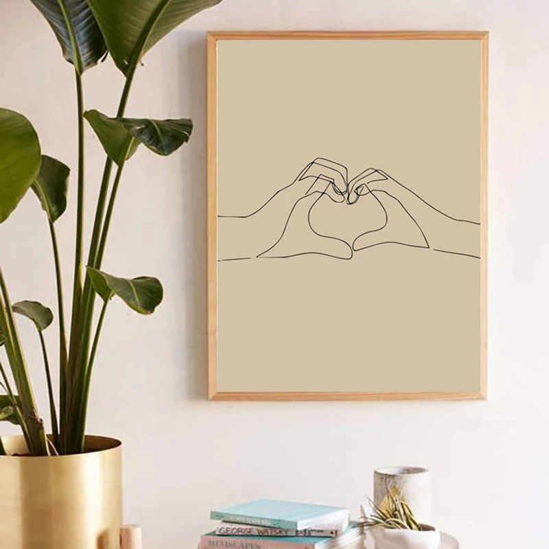 Hand Heart Print Bedroom Wall Decor
