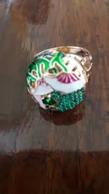 Joyería de estilo Retro dorado para mujer, anillo pintado a mano con aceite, joyería