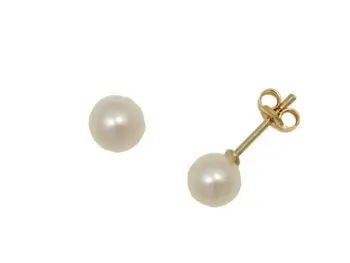 

Earrings cultured pearl spherical 6.5 to 7 mm gold