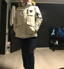 Chaqueta de plumón de pato para hombre, Parkas de plumón de pato blanco 90%, abrigos de 30 grados con múltiples bolsillos, Cuello de piel grueso, sobretodo de plumón cálido
