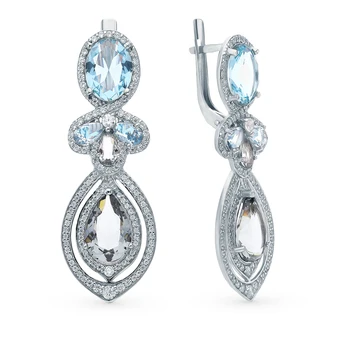 

Silver earrings with cubic zirconia and quartz synthetic sunlight