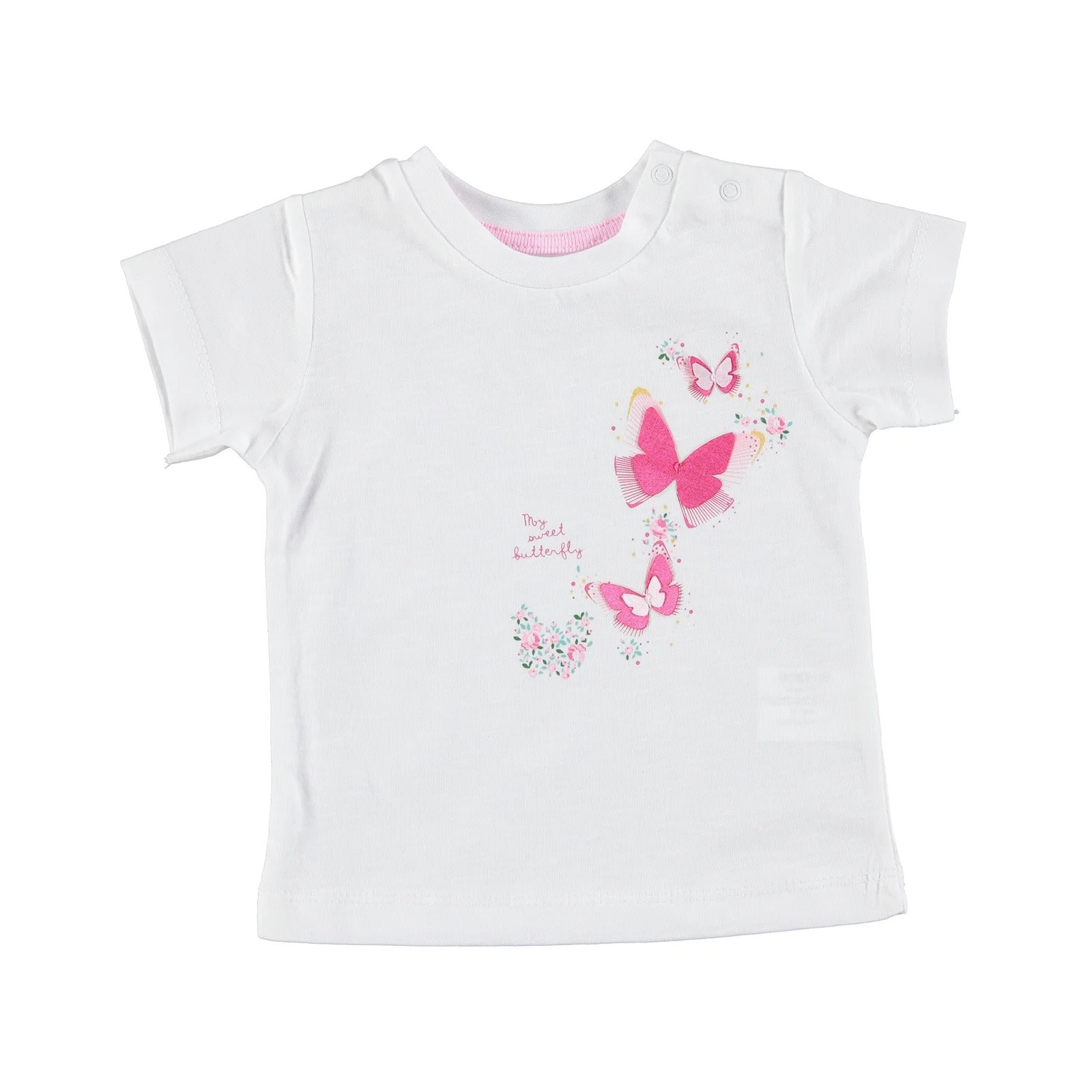 Ebebek HelloBaby/футболка с короткими рукавами и рюшами бабочкой для маленьких девочек |