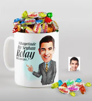 

Personalized Mr Easy Grow Caricature Of mug And Haribo Fruitbons Candy Gift Seti-2