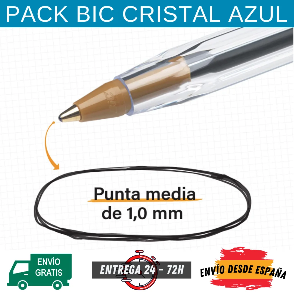 BIC Crystal Original 5 PCs Blue, medium tip pen (1,0mm), school material,  paper - AliExpress
