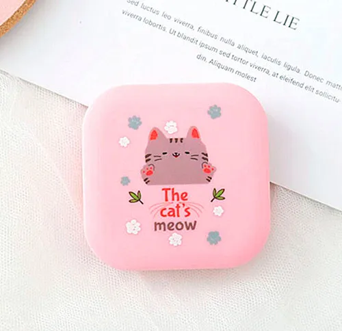 D Милый дизайн Hello kitty чехол для контактных линз косметическая коробка для хранения с зеркальным KX-0855 - Цвет: D