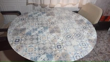 Stick Wallpaper Blue Tile Self-Adhesive Vintage Waterproof Haohome Peel Embossed And