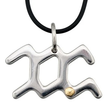 

Steel pendant & 18k gold horoscope Zodiac Aquarium 20mm. Smooth unisex