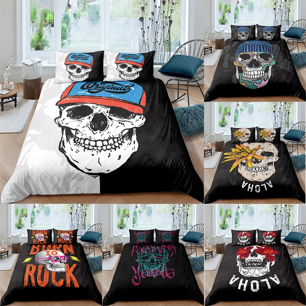 

3D Print Halloween Skull Duvet cover Bedding Set Queen Size Comforter Bed Cover Set Bedclothes Quilt set Multiple Size