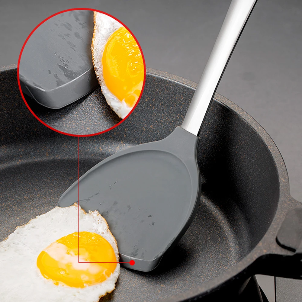 8PCS Kitchen Cooking Tool Set Non-stick Stainless Steel Silicone Spoon Spatula Ladle Egg Beaters Shovel Home DIY Baking Gadgets