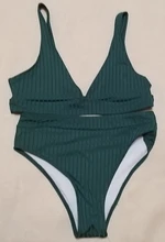 INGAGA Bikinis Sexy cintura alta traje de baño mujeres traje de baño Bikini Push Up de canalé de baño trajes de baño negro Bikini con cuello en V 2021 nuevo