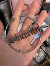 Pendientes grandes con nombre personalizado para mujer, joyería hiperbólica de hip hop, círculo grande, joyería de acero inoxidable