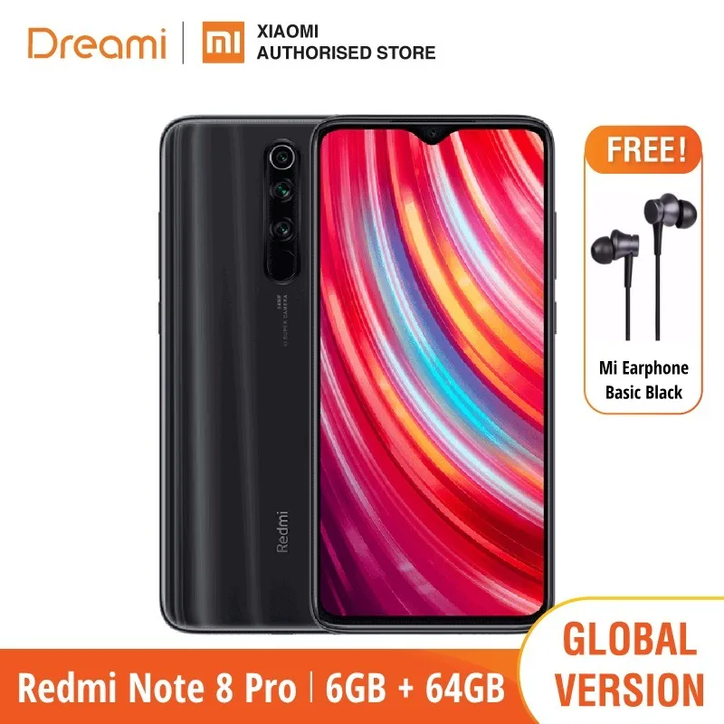 Global Version Xiaomi Redmi Note 8 PRO 64GB ROM 6GB RAM (Brand New / Sealed), note8 pro Smartphone Mobile