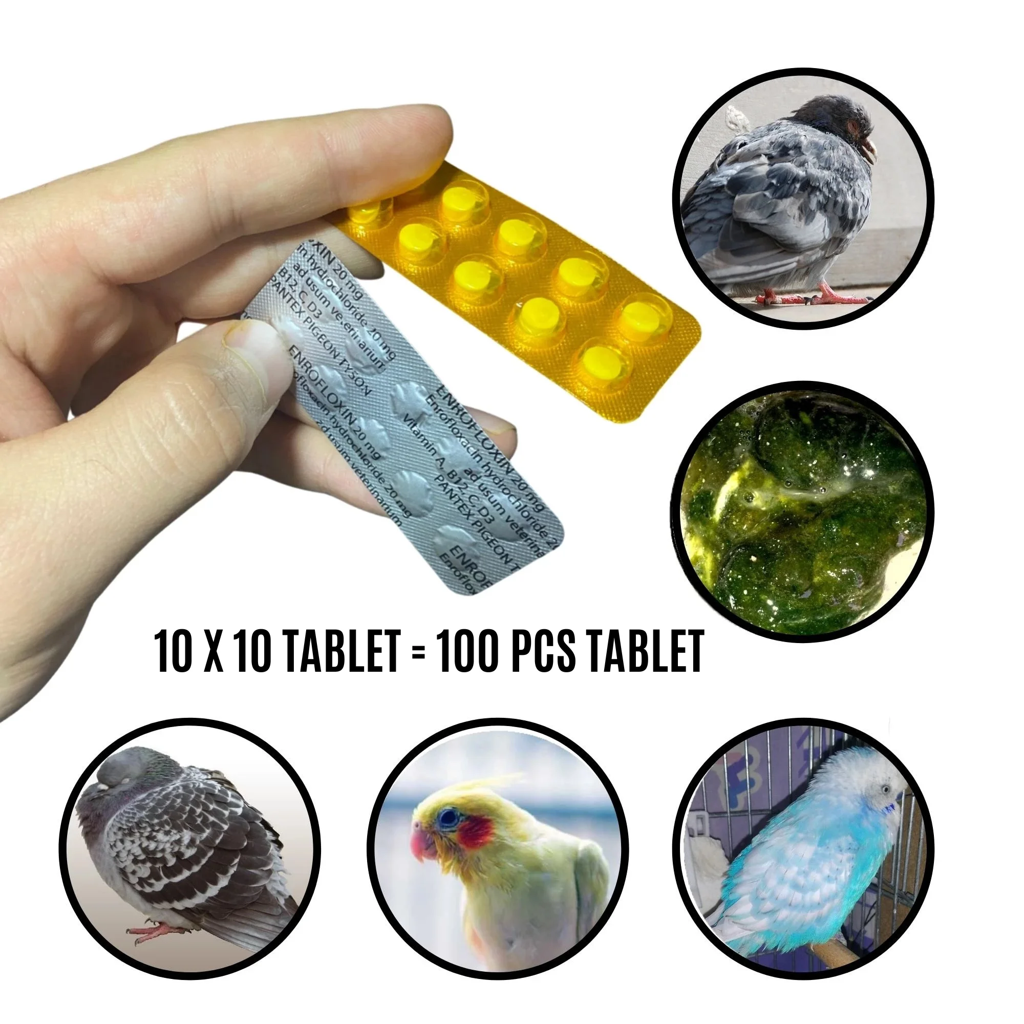 For Birds Enrofloxin 20 Mg / 100 Tablet Treatment Product / Vitamin