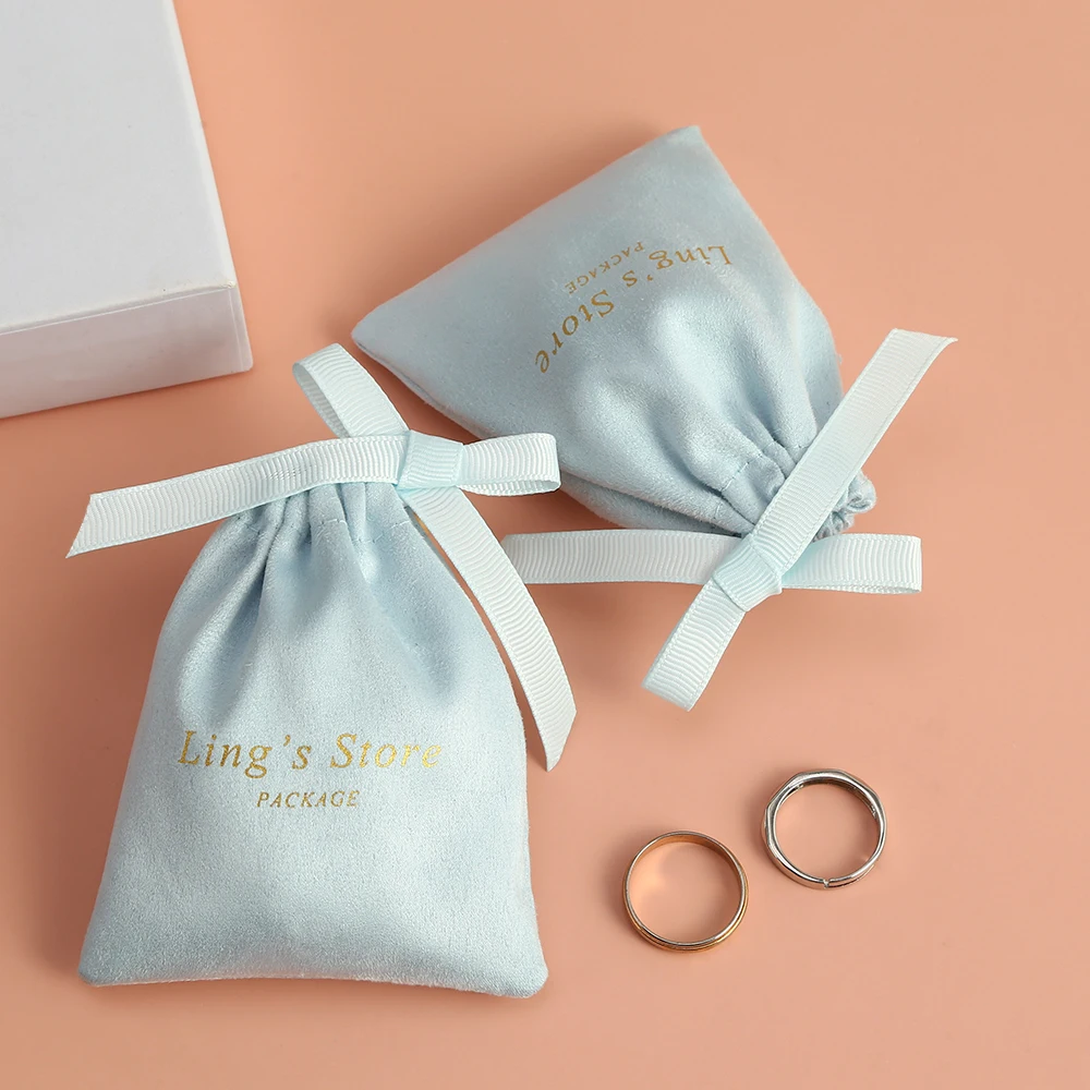 100pcs satin drawstring bags custom dust bags jewelry package pouch personalized logo printed wholesale product package gift bag 100 Custom Jewelry Packaging Pouch Flannel Velvet Bag Personalized Logo Small Necklace Bags Earring Pouches Printed Fee Included