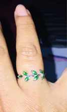 Hoja Verde hecha a mano creativo de Plata de Ley 925 temperamento personalidad moda femenina de tamaño reajustable de moda anillos de apertura SRI028