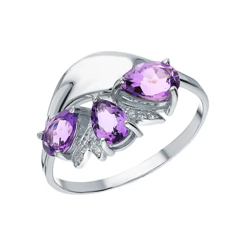 

Silver ring with amethyst and cubic zirconia sunlight sample 925