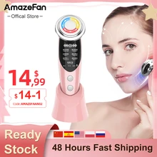 AmazeFan 7in1 مدلك الوجه RF مكركرنت الميزوثيرابي LED تجديد الجلد مزيل التجاعيد رفع الجمال ضغط ساخن معدات العناية بترطيب الجلد