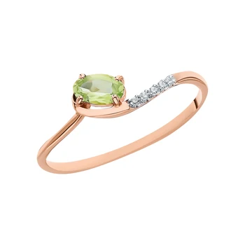 

Gold ring with хризолитом and cubic zirconia sunlight sample 585 test