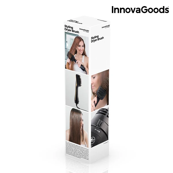 InnovaGoods Фен-щетка для укладки 1000 Вт черное золото