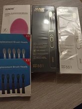Cepillo de dientes eléctrico Seago Sonic SG-551 con reemplazo de cabezales de cepillo 4 modos de limpieza una operación clave sónico vibración cepillo resistente al agua