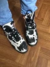 Las mujeres botas de moto Otoño de moda de invierno de Color sólido de botas Martin botas de las mujeres de alta calidad cómodo estampado de vaca botas de mujer