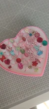 Anillo de resina con diamantes de imitación para niñas y niños, caja de joyería práctica y elegante con diseño de flores, 36 Uds.